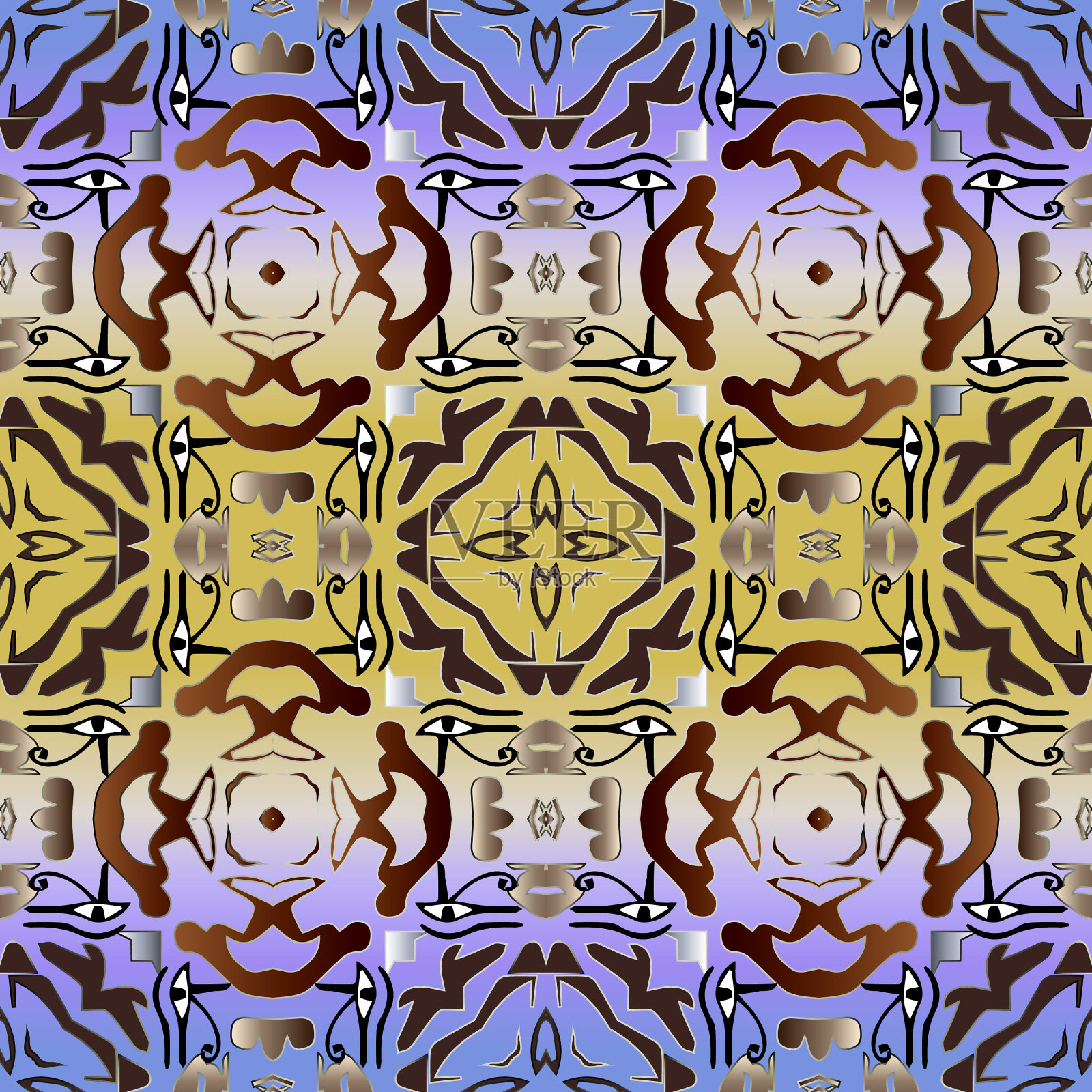 埃及人的眼睛无缝图案渐变插画图片素材