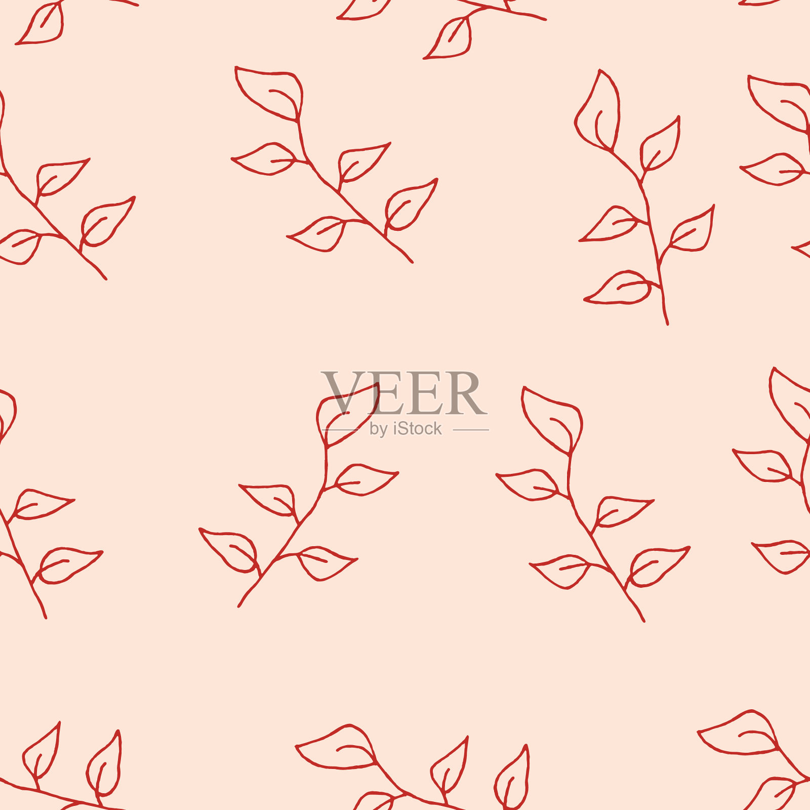 无缝图案森林树叶手绘插画图片素材