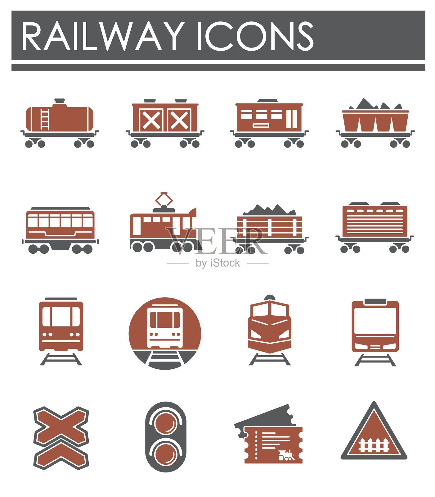 铁路运输相关图标设置图标素材