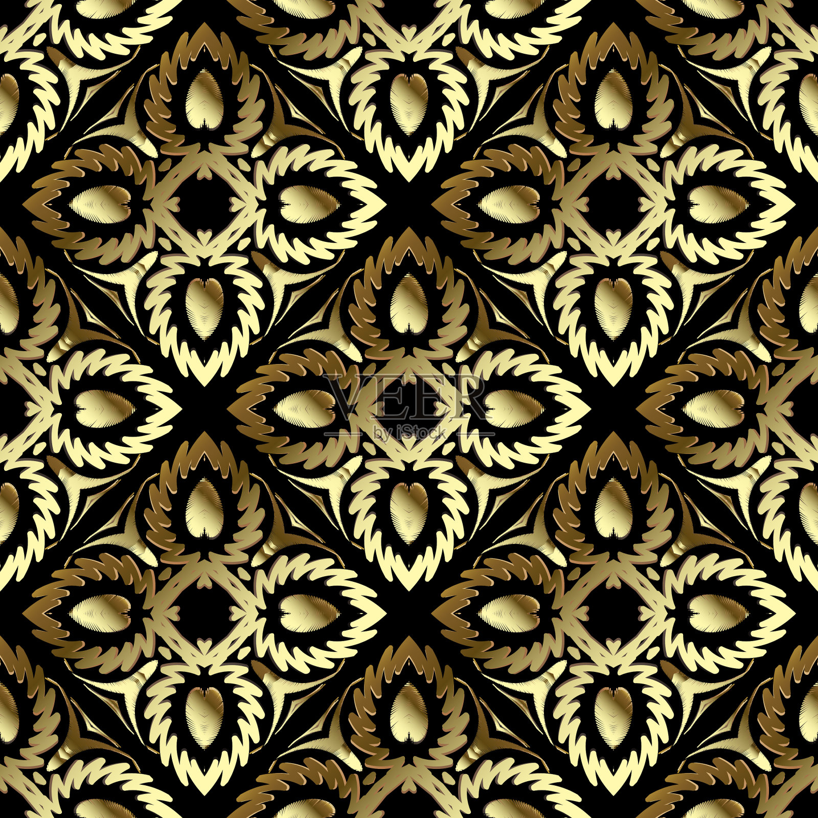 挂毯金花3d无缝图案插画图片素材
