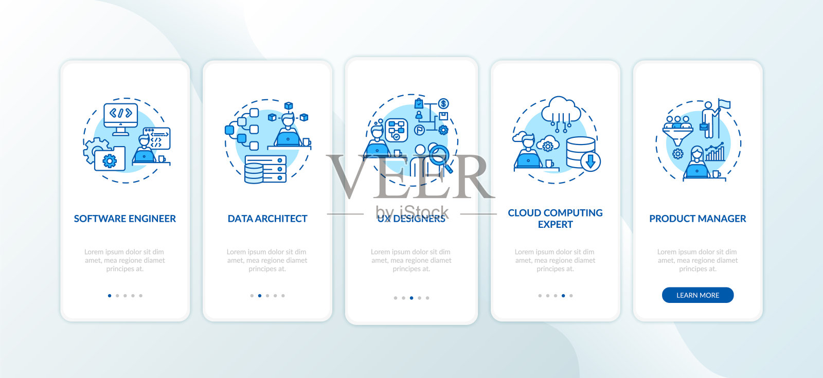 IT专业人士登陆手机应用页面屏幕与概念插画图片素材