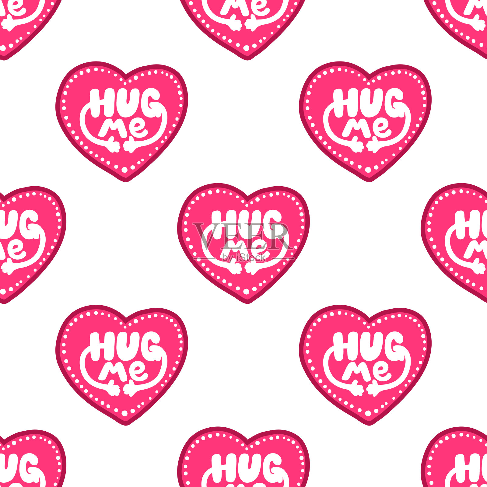 拥抱我。矢量无缝模式与书法手绘文本。适用于包装纸、婚卡、生日请柬、图案填充、壁纸插画图片素材