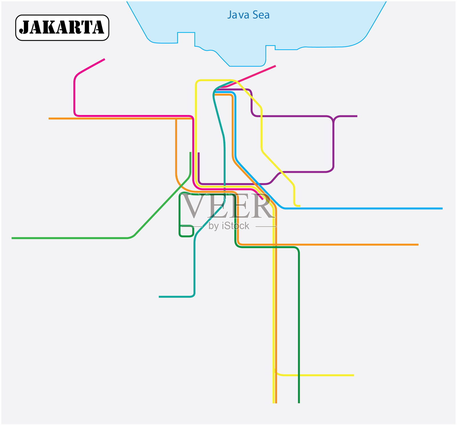 绘制雅加达的轨道交通系统插画图片素材