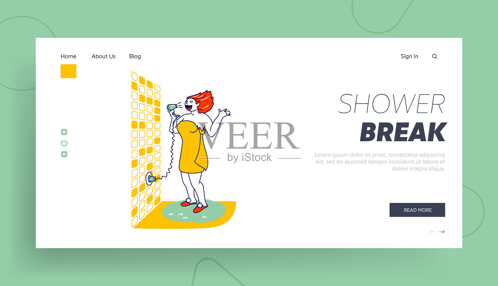 女歌手在洗澡训练和放松插画图片素材