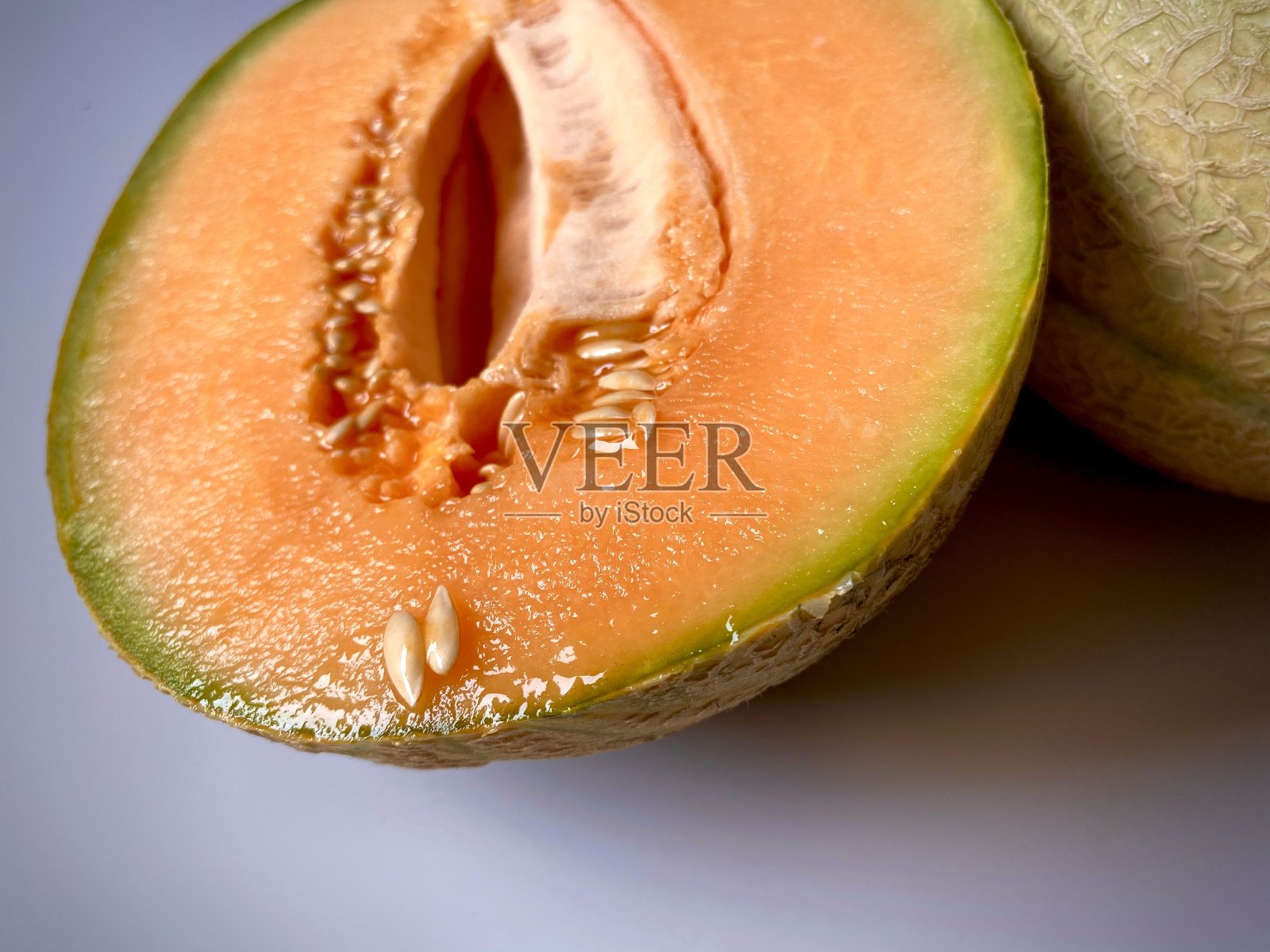 新鲜成熟的甜瓜，特写镜头:选择性聚焦照片摄影图片