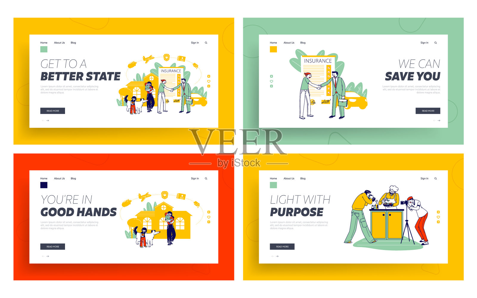 家庭财产和食品人寿保险插画图片素材