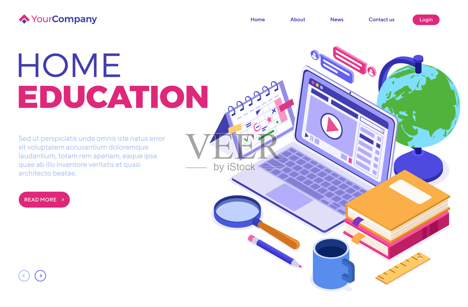 在家进行在线远程教育插画图片素材