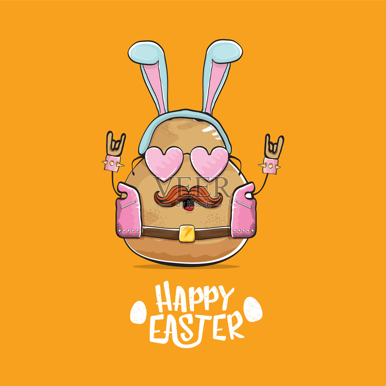 摇滚明星复活节土豆滑稽卡通插画图片素材