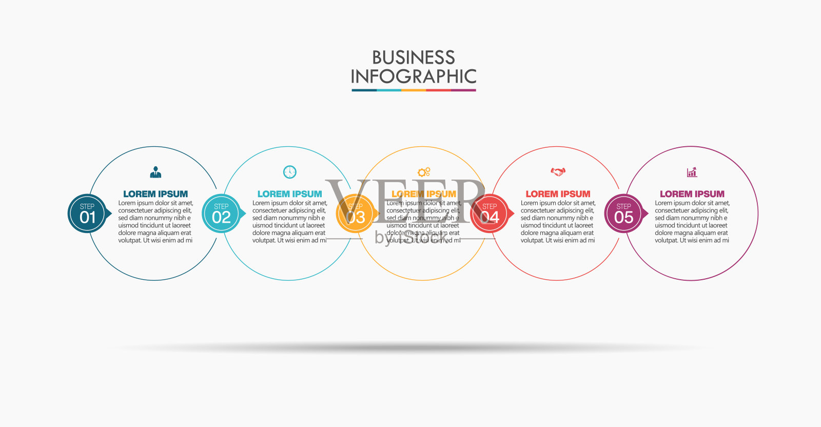 业务数据可视化。时间轴信息图图标设计为抽象的背景模板插画图片素材