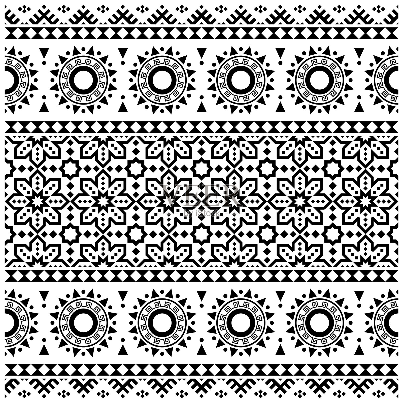 种族无缝模式插图向量。阿兹特克几何背景。插画图片素材