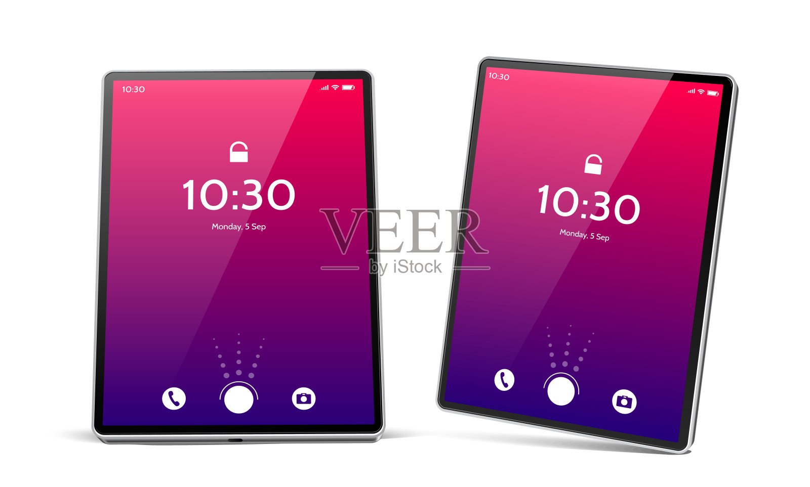 矢量3d平板电脑模型与明亮的屏幕插画图片素材