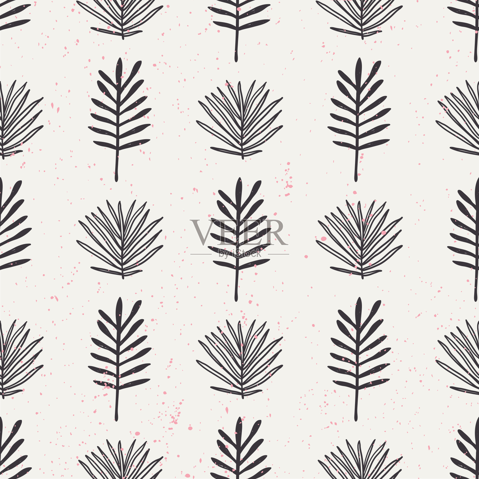 复古无缝模式的圣诞织物设计。枯燥乏味的纹理背景。热带自然无缝模式。美丽的自然墙纸。插画图片素材