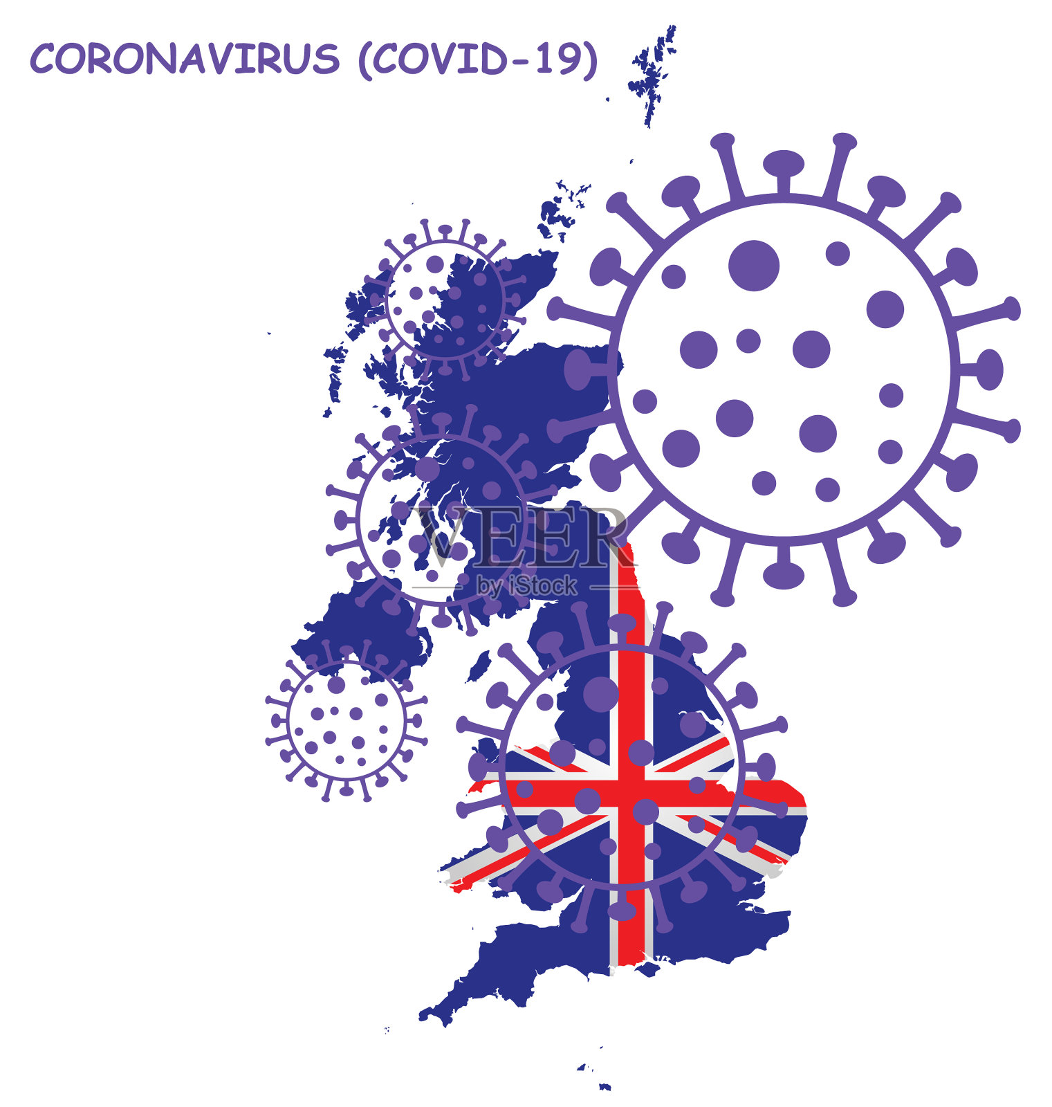 冠状病毒19英国地图插画图片素材