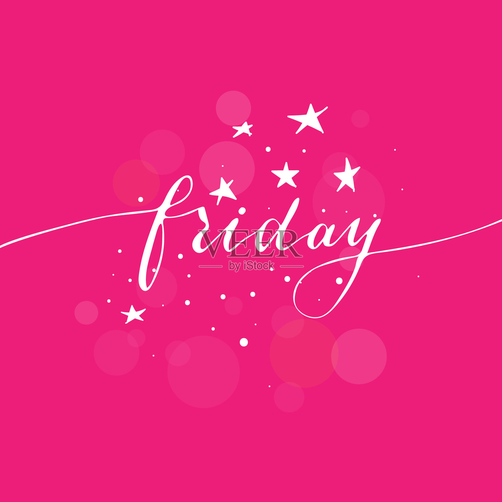 手写的星期五短语与手绘的星星插画图片素材