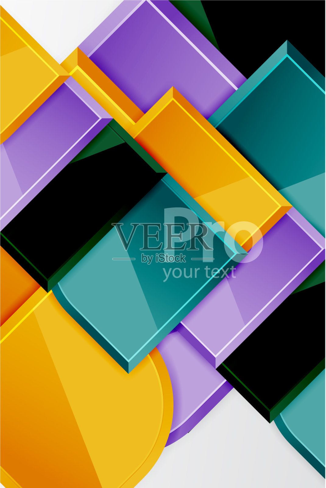 光滑的玻璃方块与圆形元素几何插画图片素材