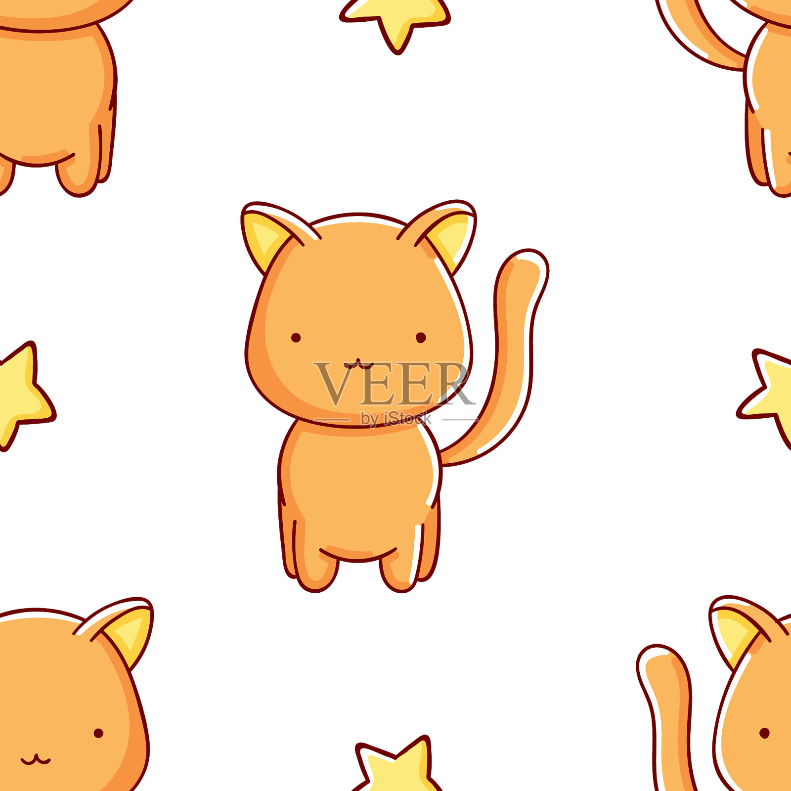 简单无缝图案可爱可爱手绘插画图片素材