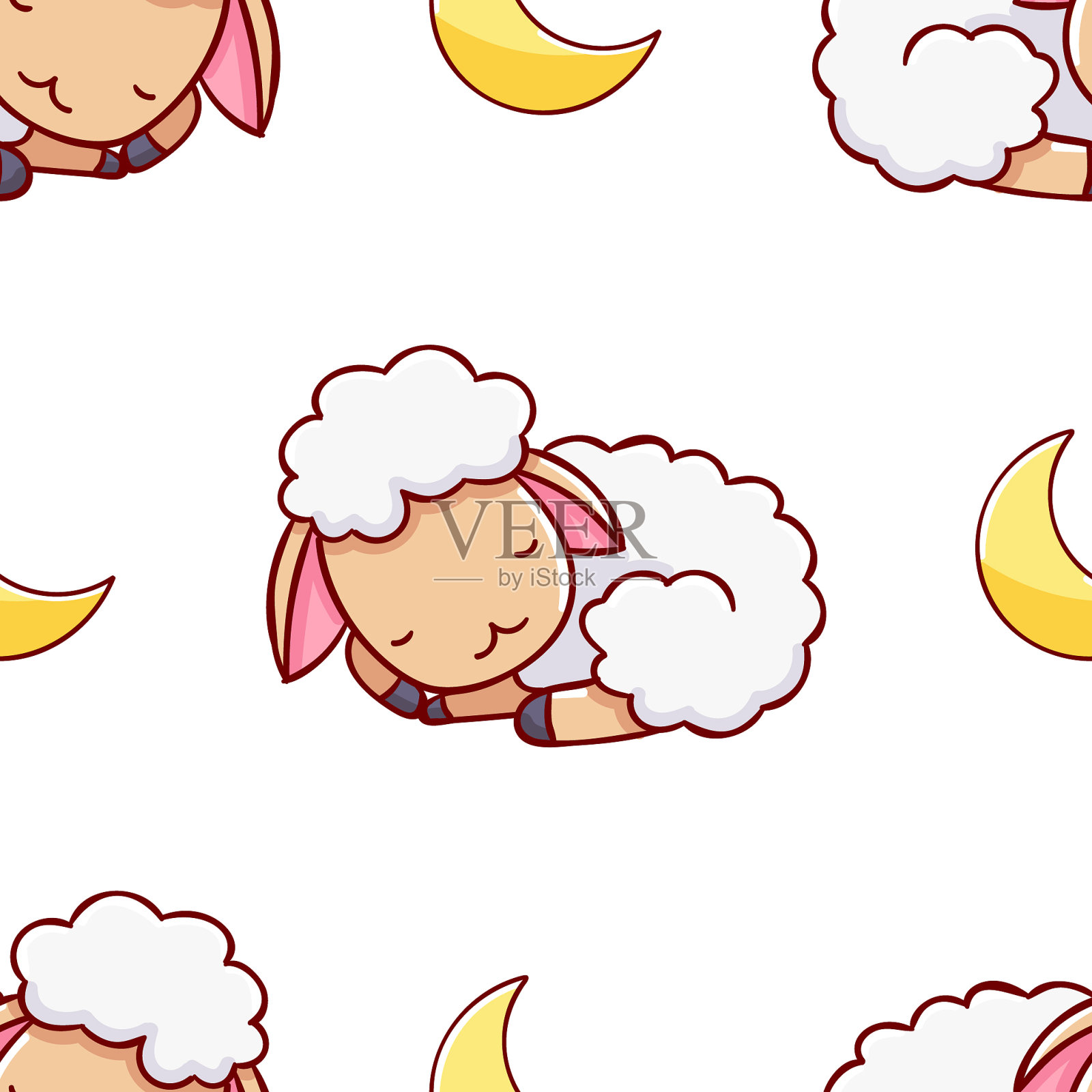 简单无缝图案可爱可爱手绘插画图片素材