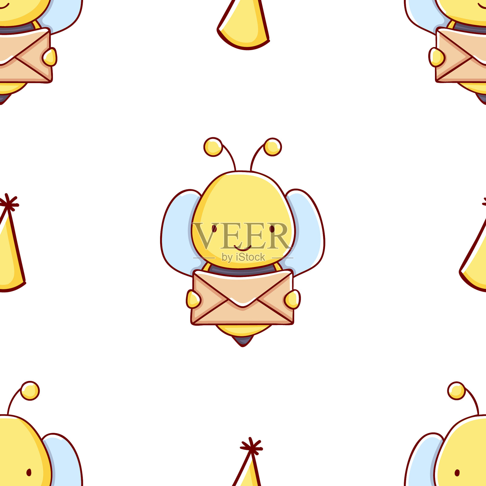 简单无缝图案可爱可爱手绘插画图片素材