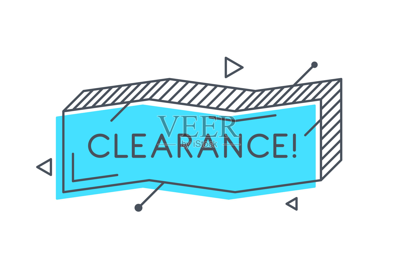 线性推广条幅造型，彩色贴纸设计。设计元素图片