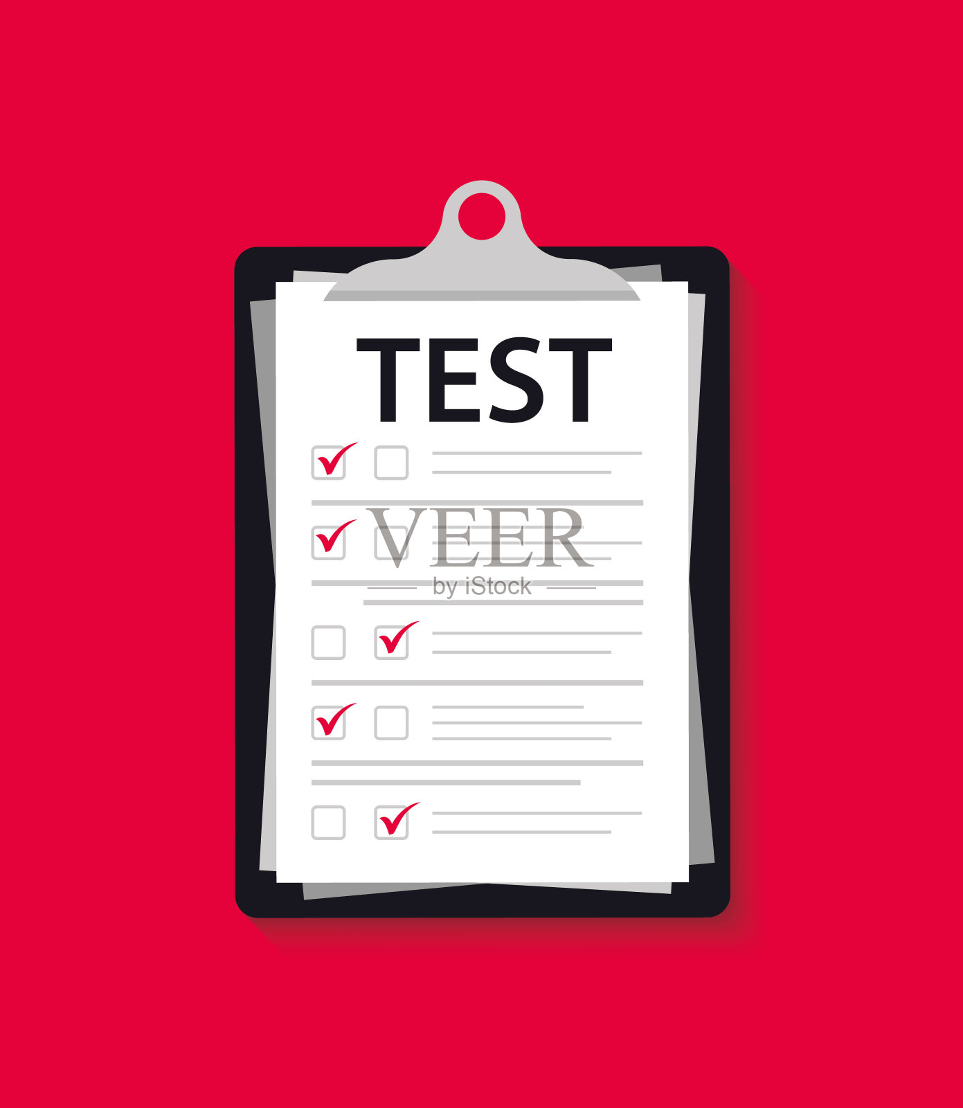 概念考试，调查，测试。带有剪贴板的测试表单。文件夹上的测试标记。检查。通过知识测试和考试。智商测试。在线调查。检查表，网络调查表，测试表插画图片素材
