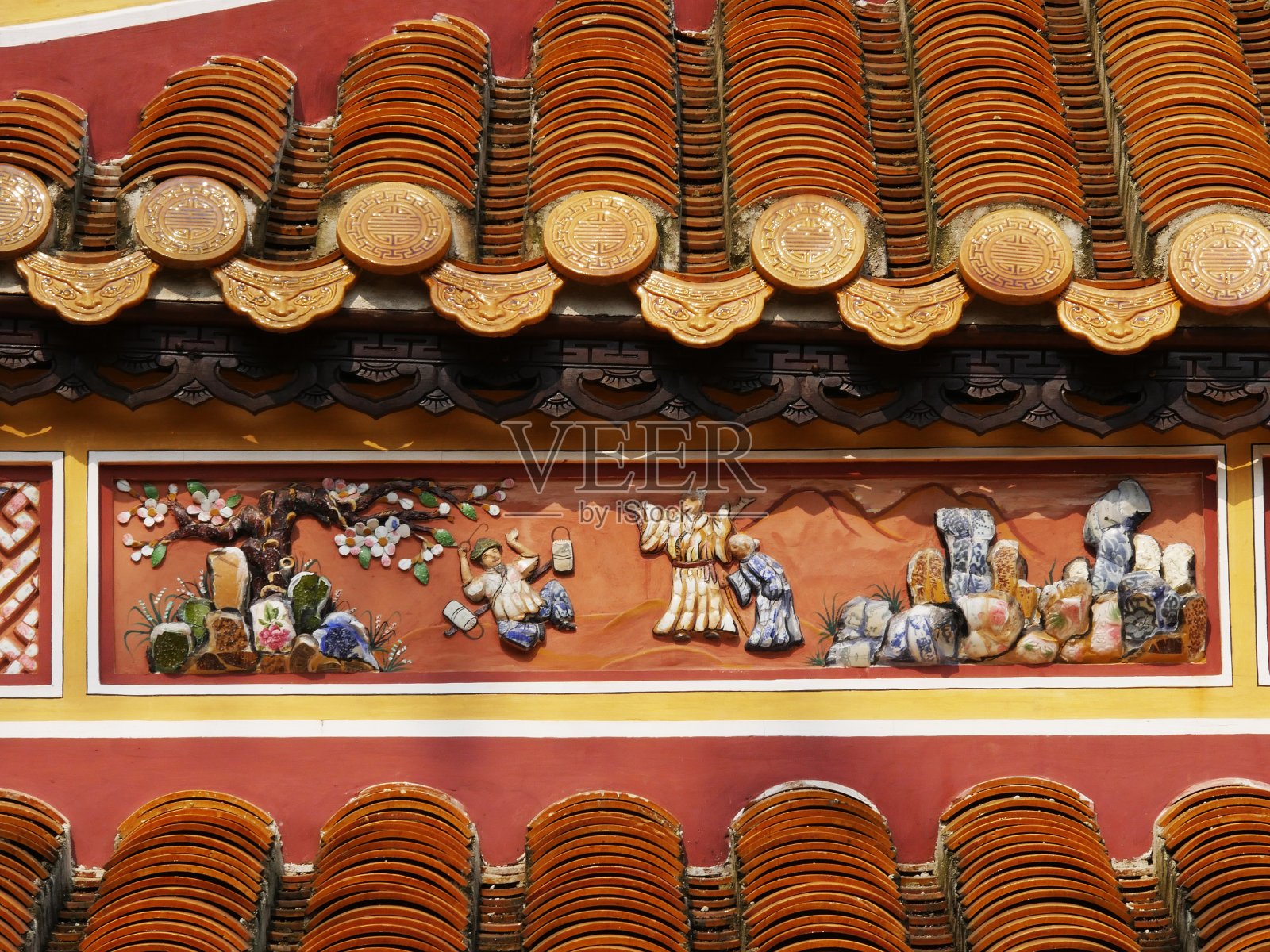 越南，顺化省，顺化市，被联合国教科文组织列为世界遗产，紫禁城或皇城中心的紫色城市照片摄影图片