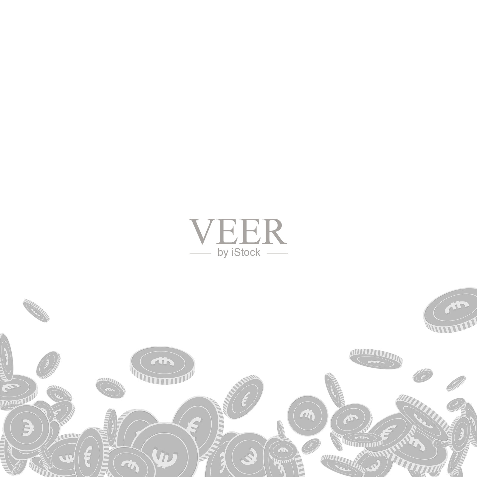 欧盟的欧元硬币散落黑色插画图片素材