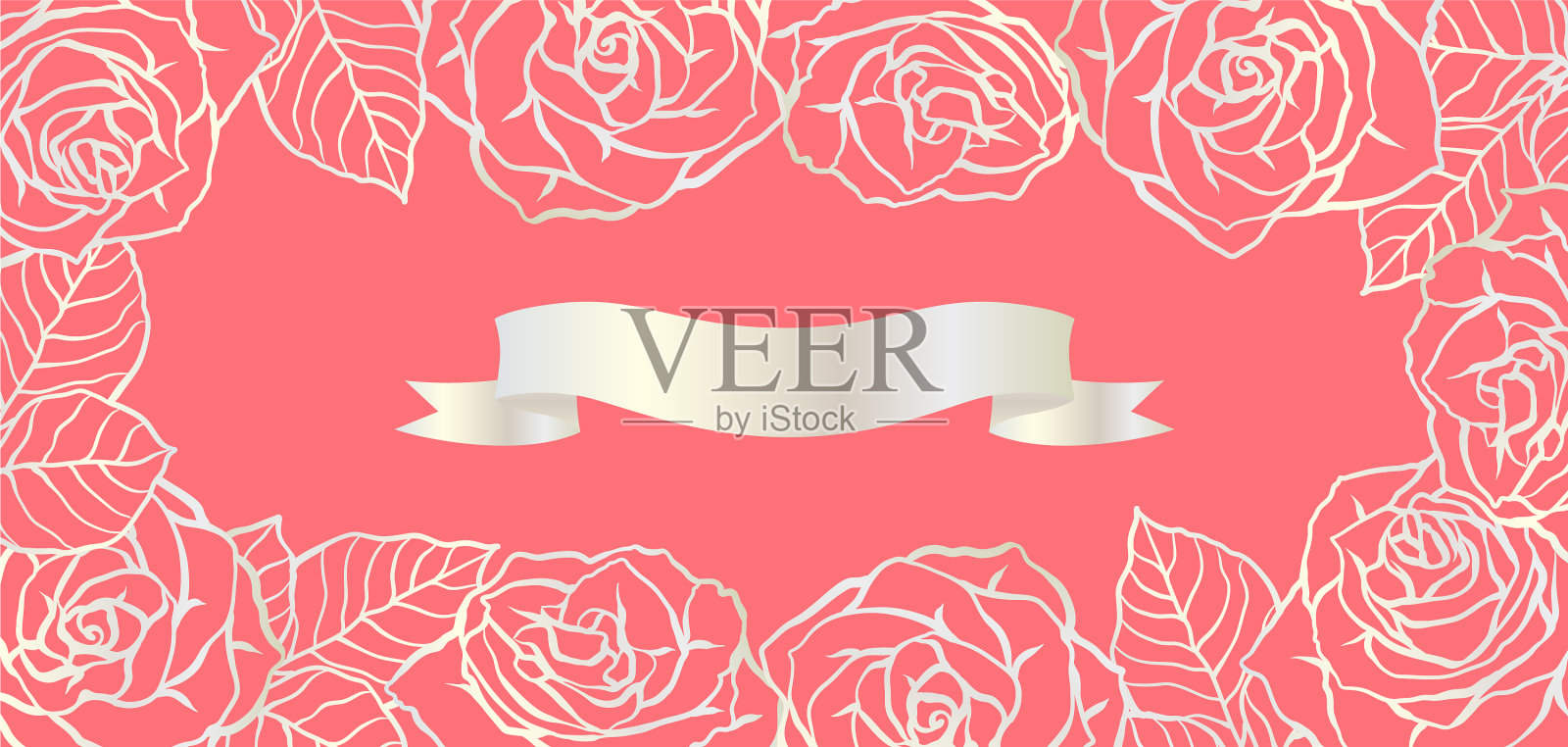 背景与轮廓玫瑰美丽的花插画图片素材