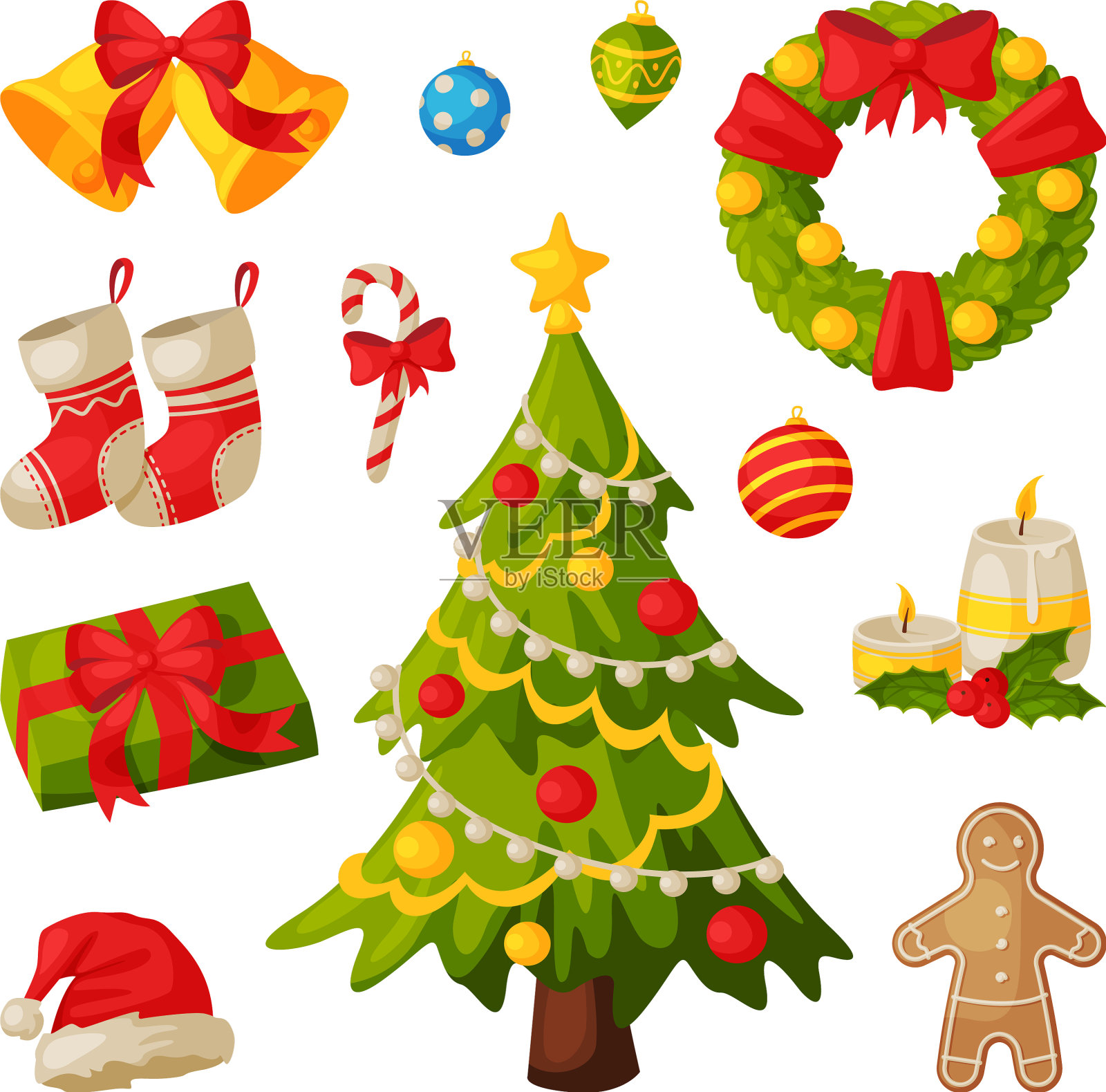 圣诞和新年标志收藏插画图片素材