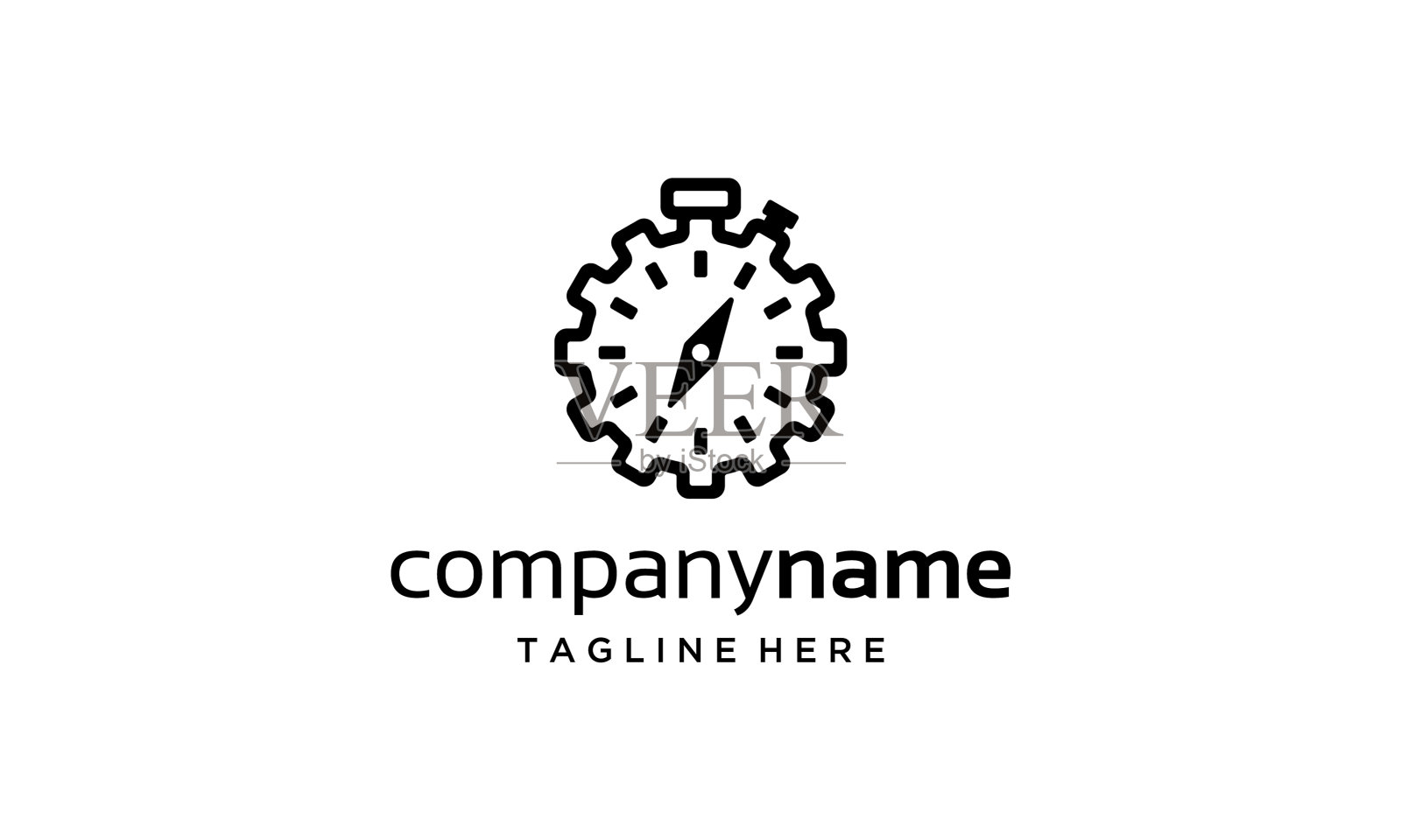 秒表带有齿轮标志的设计理念插画图片素材