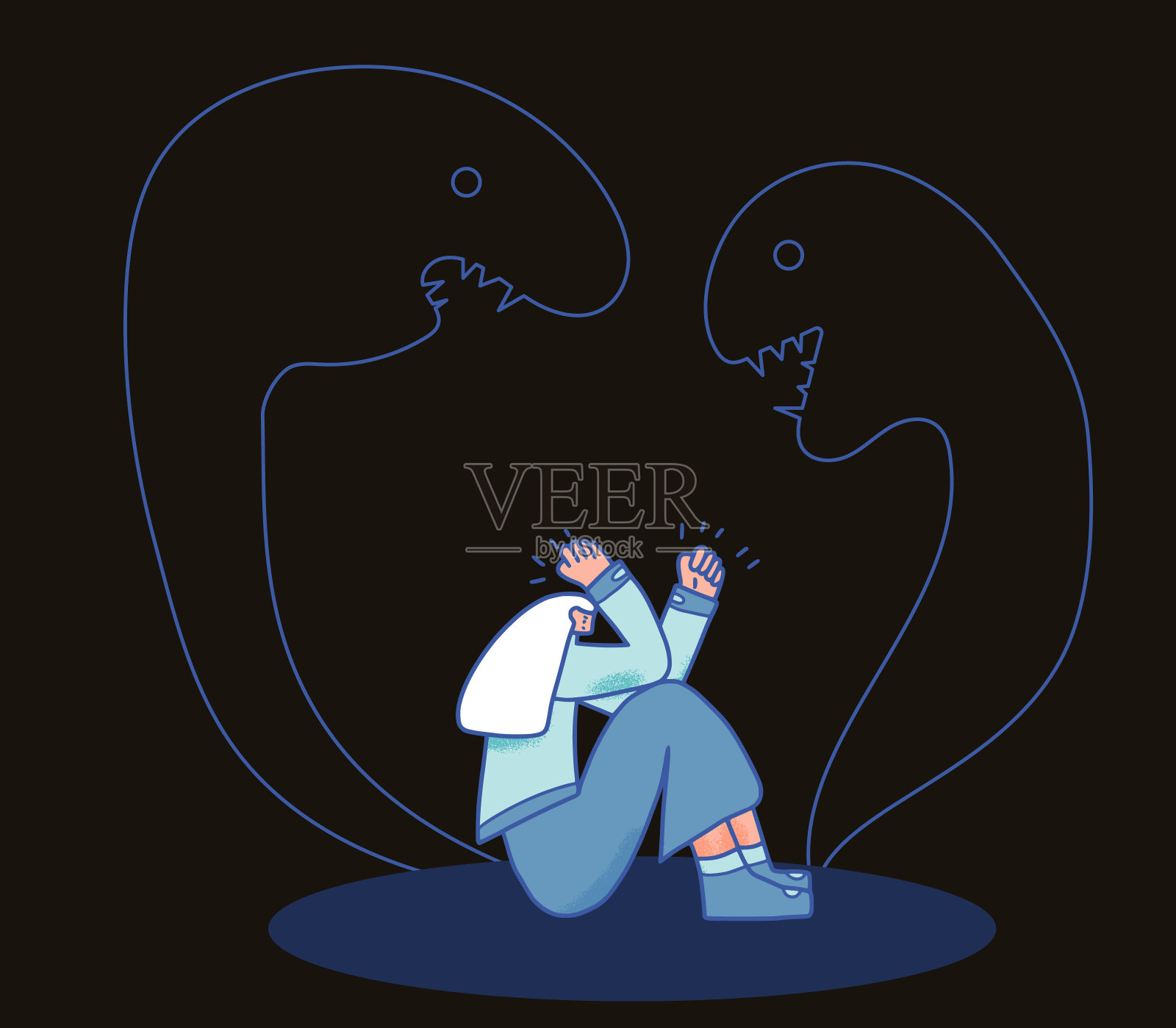 心理障碍。情绪不好的矢量人。插画图片素材