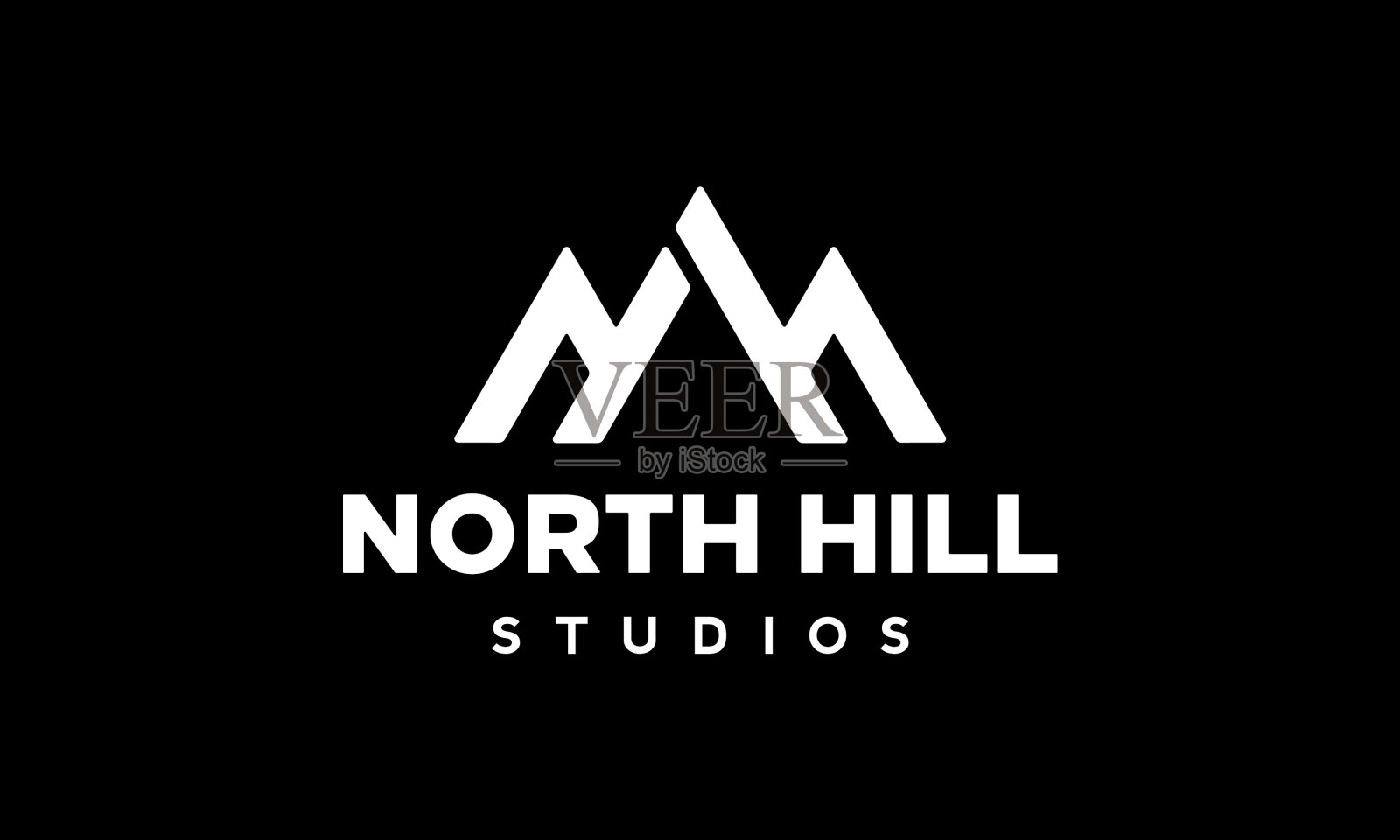 字母n和h与山或山的标志概念插画图片素材