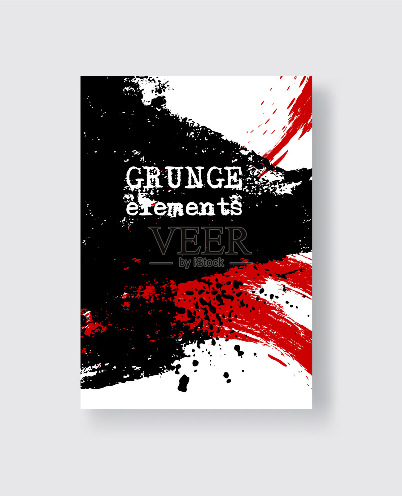 红色和黑色的墨水笔触在白色插画图片素材