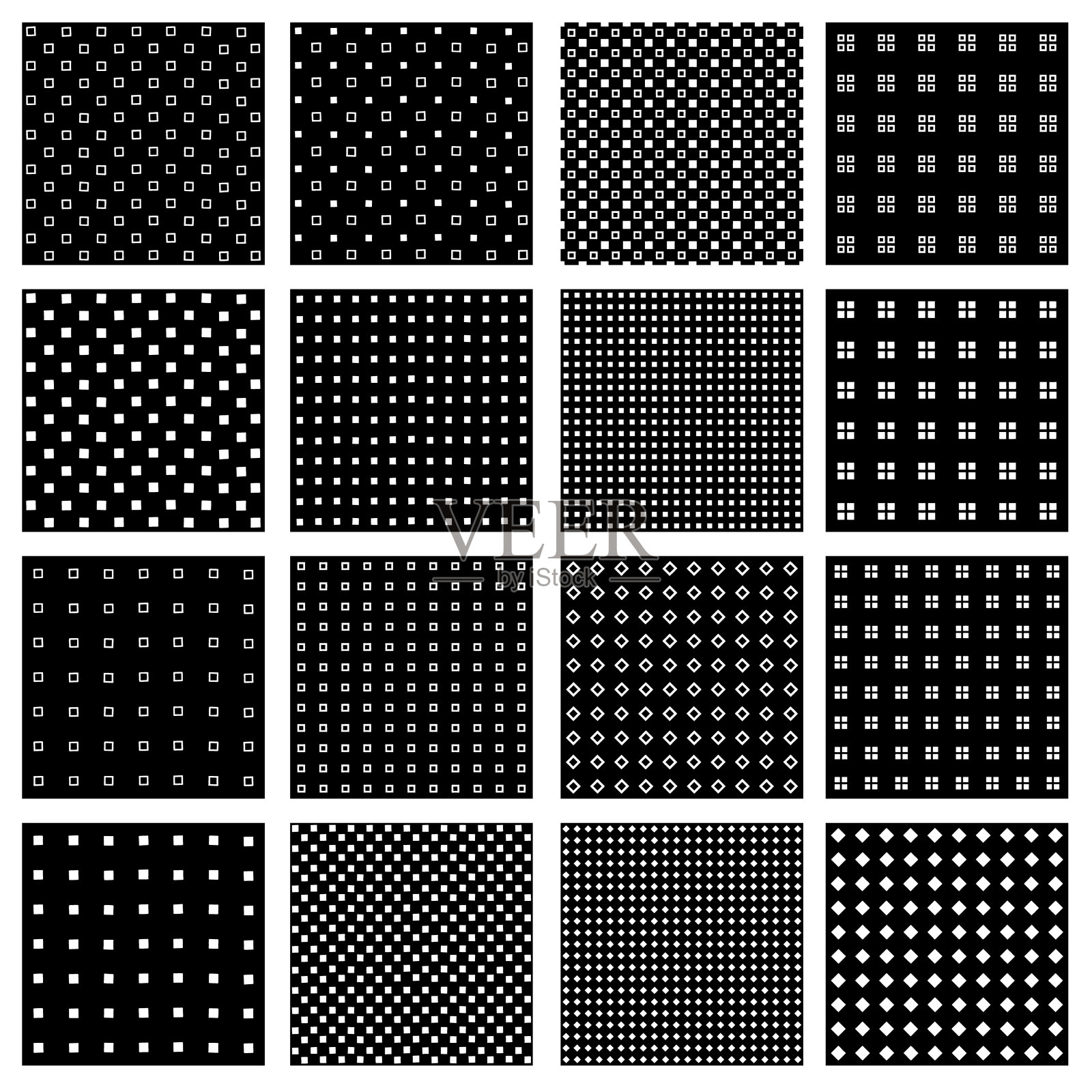 无缝图案的集合，正方形，不均匀，插画图片素材