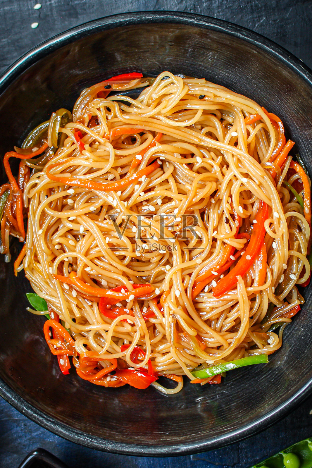 蔬菜米粉，粉丝，天然食材，家常菜美食背景顶视图文字区，有机健康饮食照片摄影图片