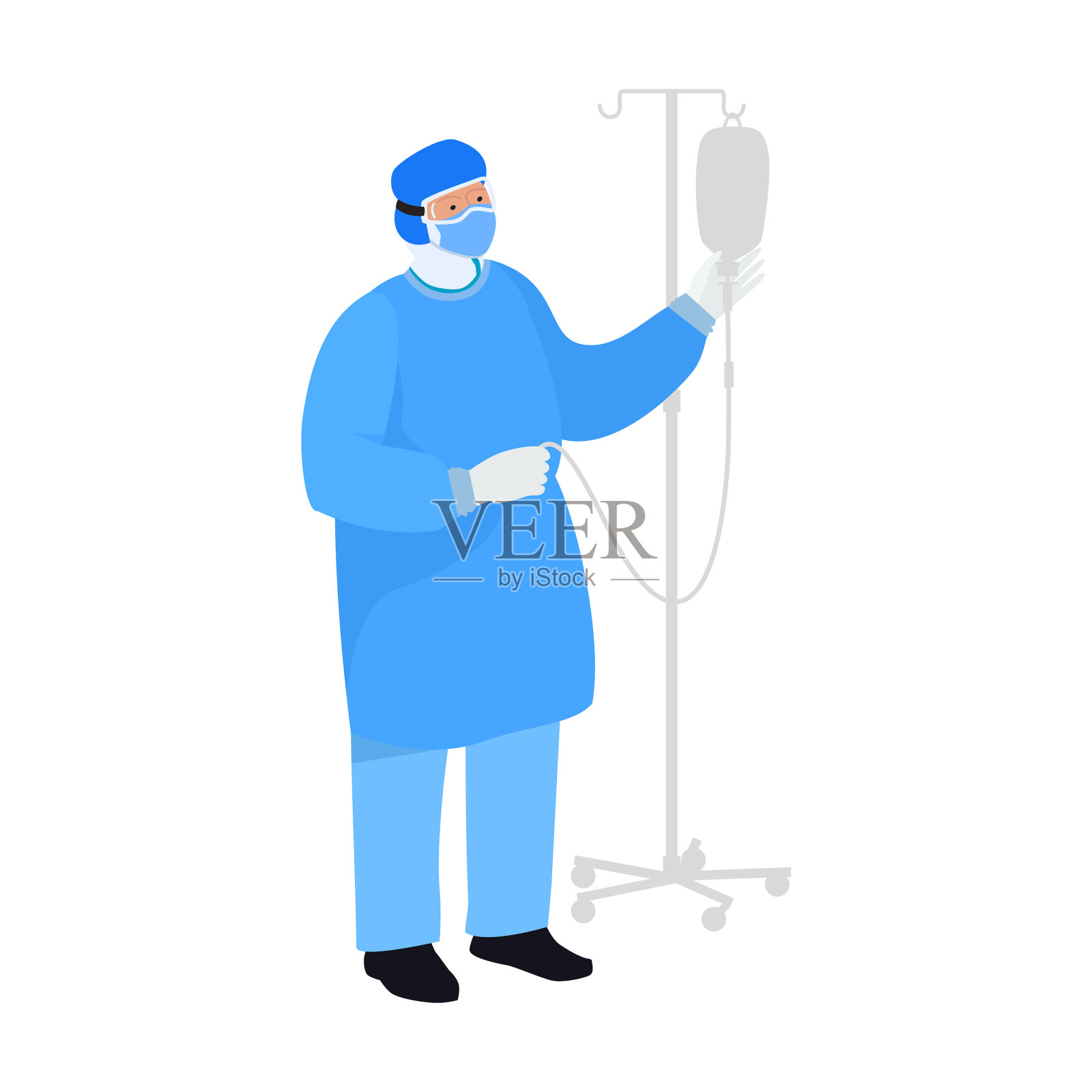 护士检查生理盐水点滴治疗药物设计元素图片