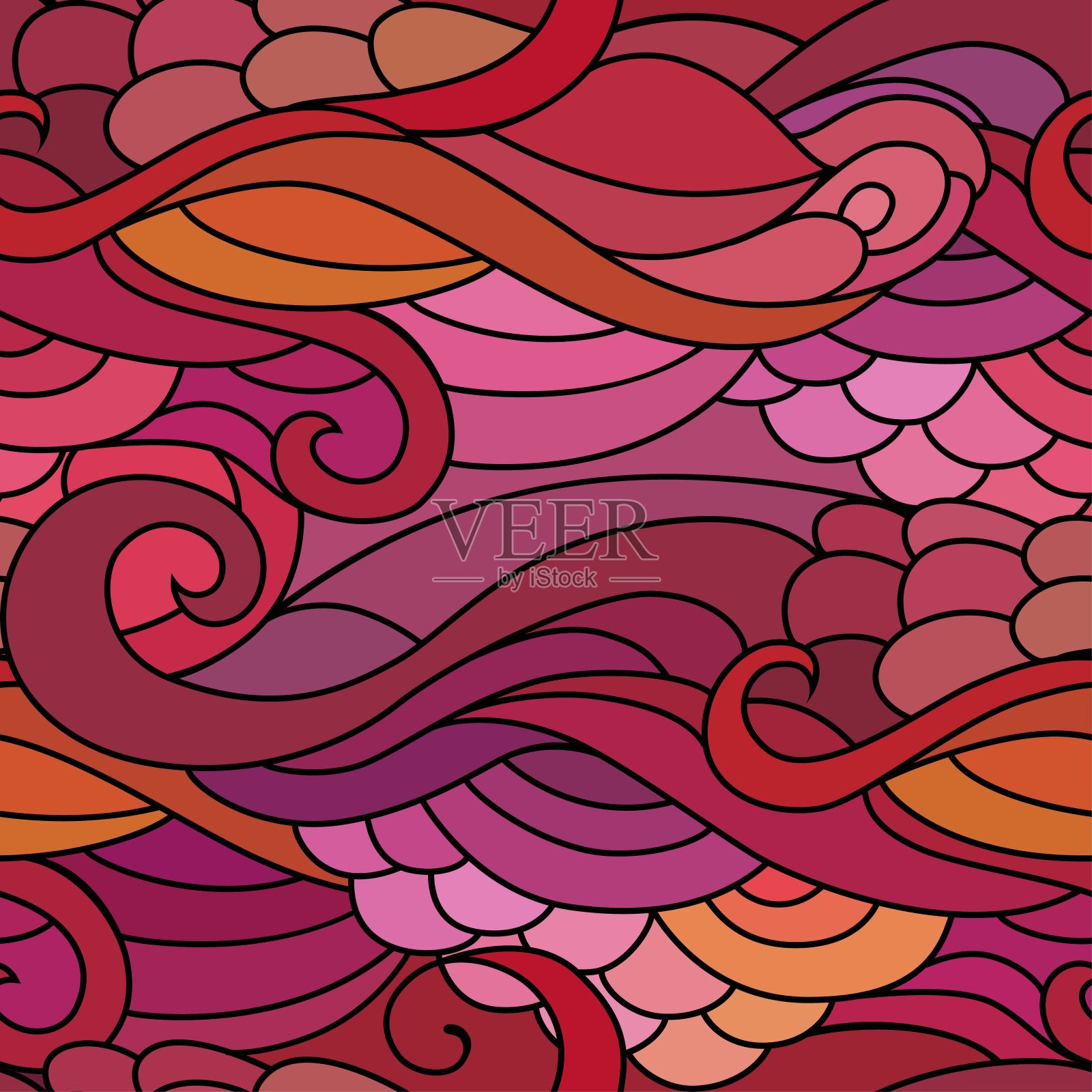 无缝矢量彩色图案与抽象的装饰物。插画图片素材