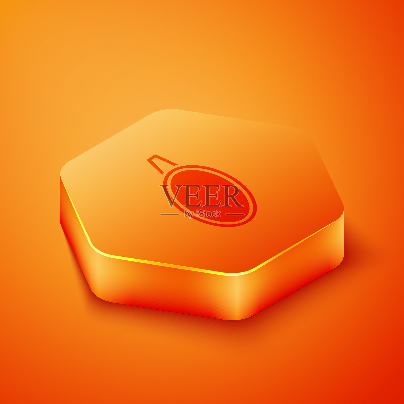 等距镜图标孤立在橙色插画图片素材