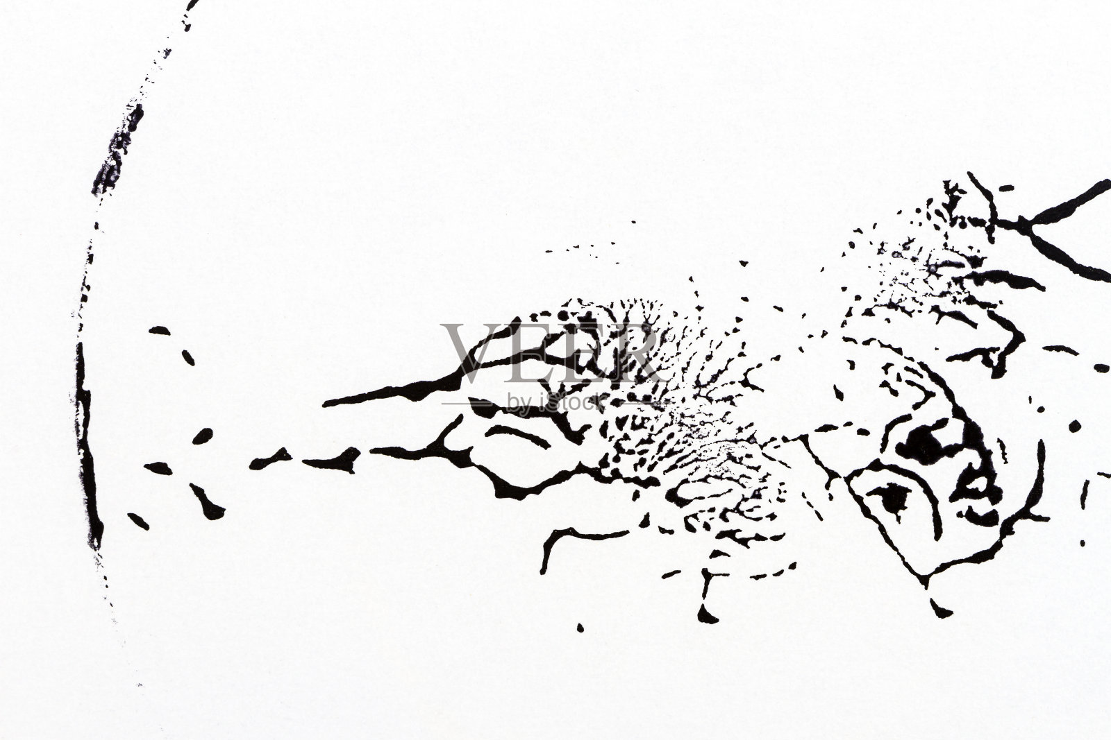 黑色和白色手绘丙烯酸背景。照片摄影图片