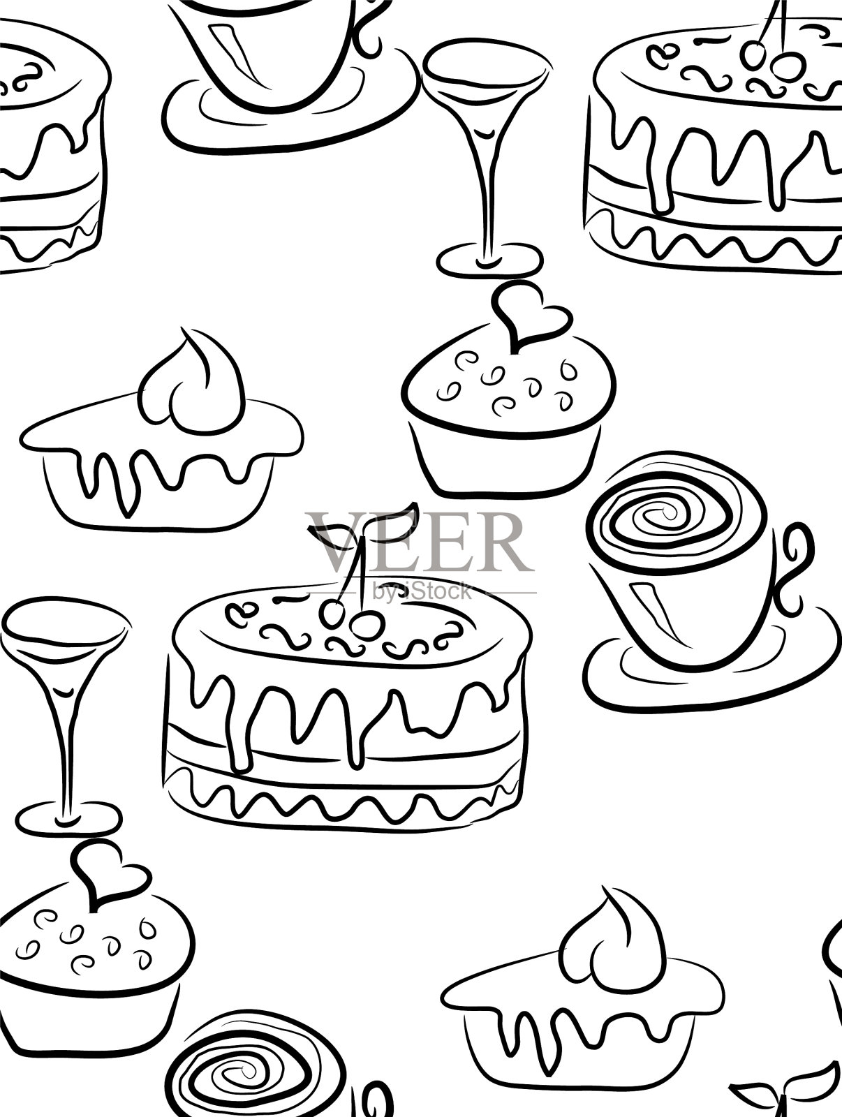 手绘糖果和糖果图案涂鸦插画图片素材