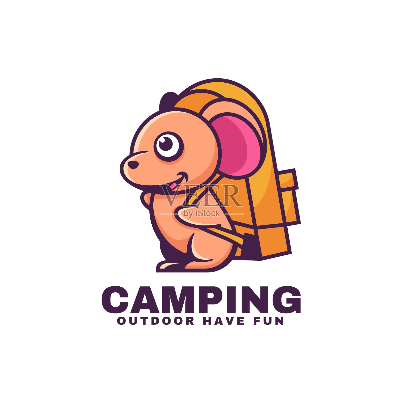 矢量插图露营简单的吉祥物风格。插画图片素材