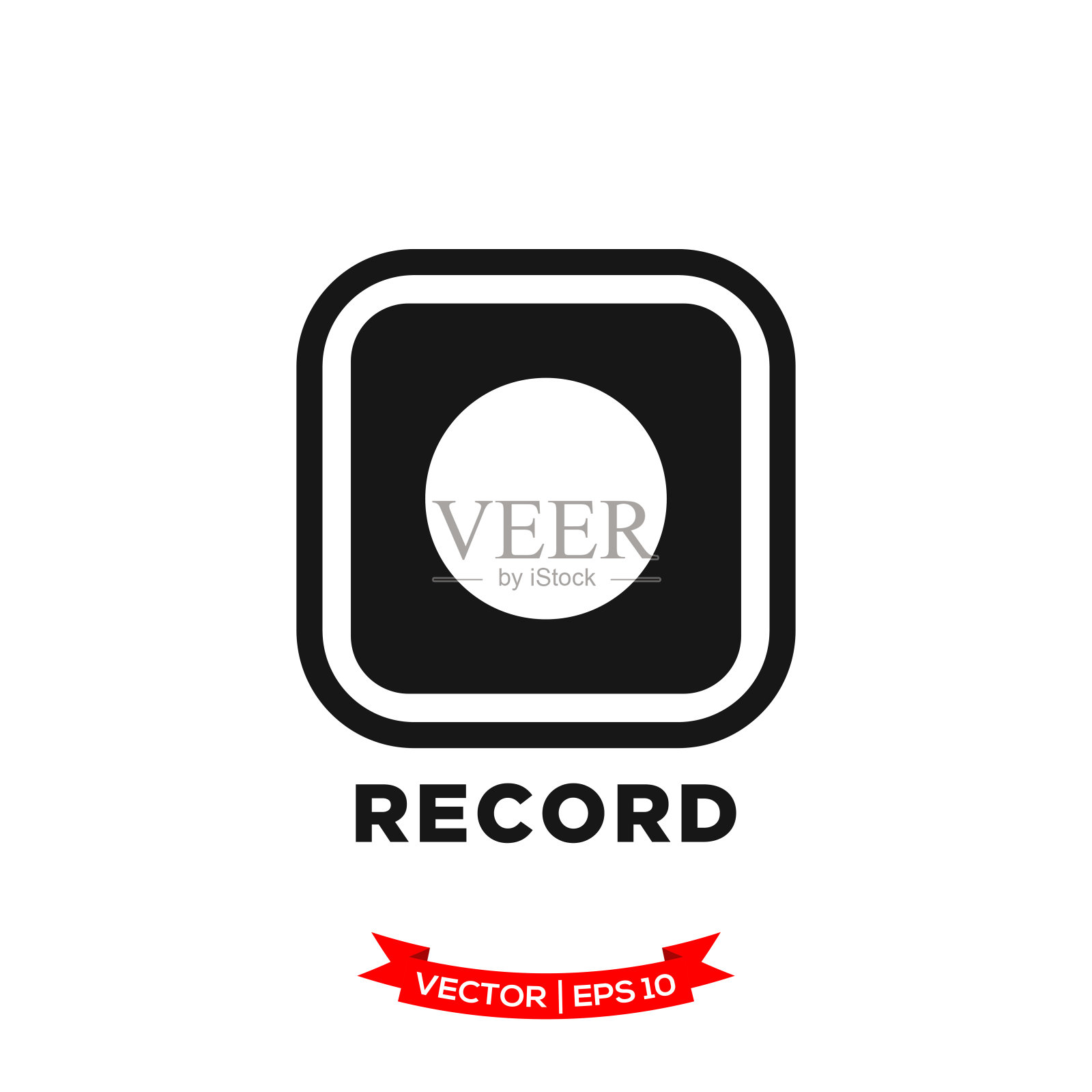 媒体播放器图标在时尚的平面风格，记录图标插画图片素材