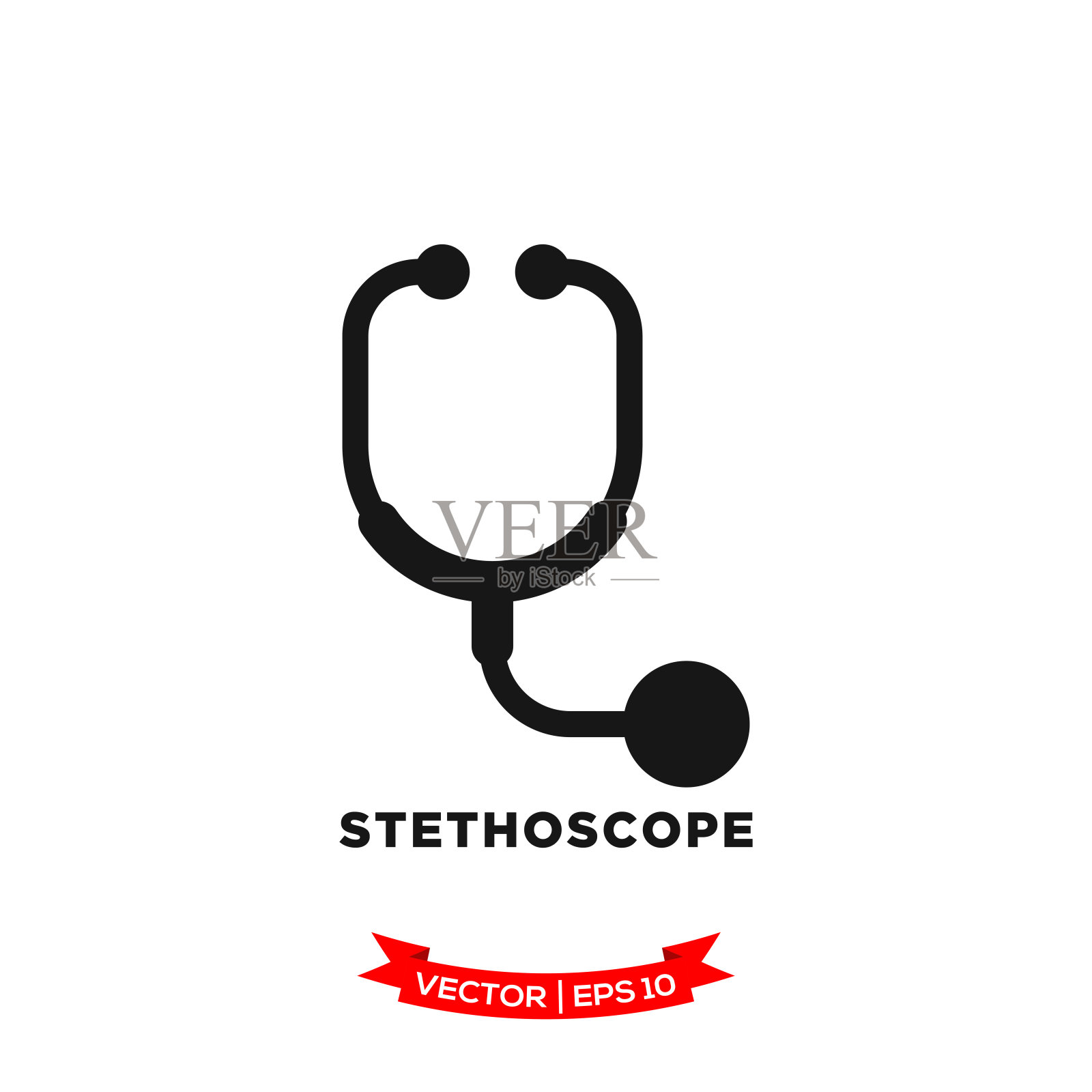 听诊器图标在时尚的平面风格插画图片素材