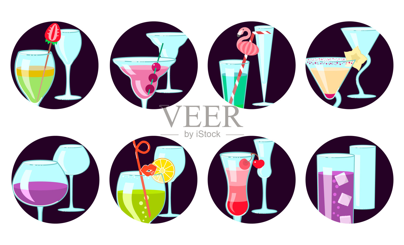 异国情调的鸡尾酒集插画图片素材