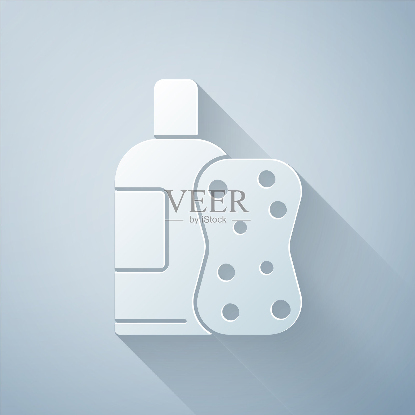 剪纸瓶洗发水和海绵图标插画图片素材