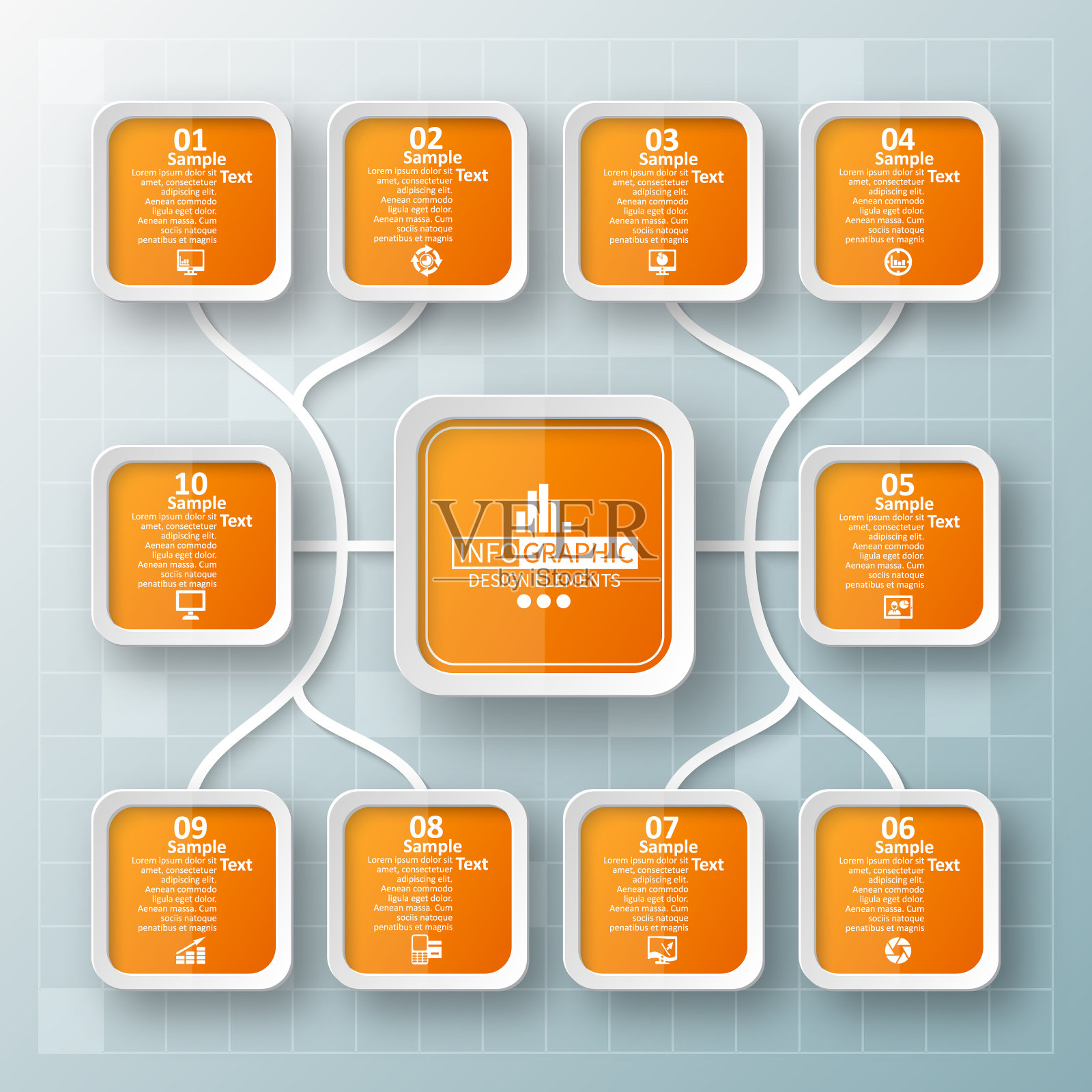摘要三维纸张信息图。业务模板。矢量图插画图片素材
