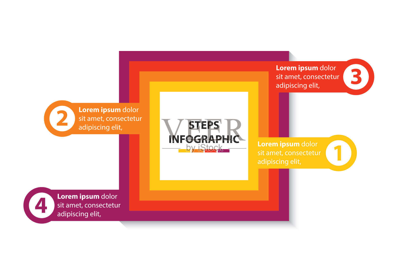 彩色时间轴信息图与4个步骤和选项设计模板设计模板素材