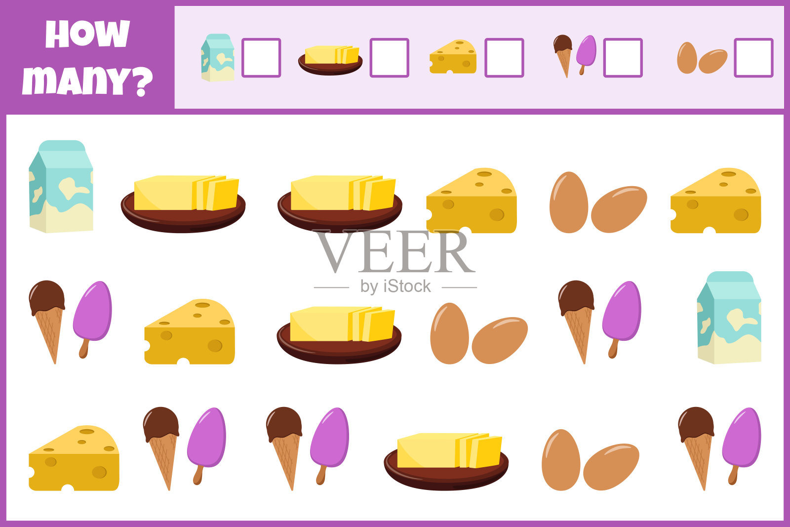 数一数盘子的数量。插画图片素材