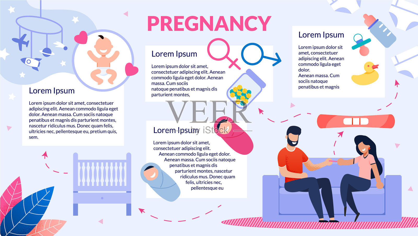 怀孕计划平面横幅模板插画图片素材