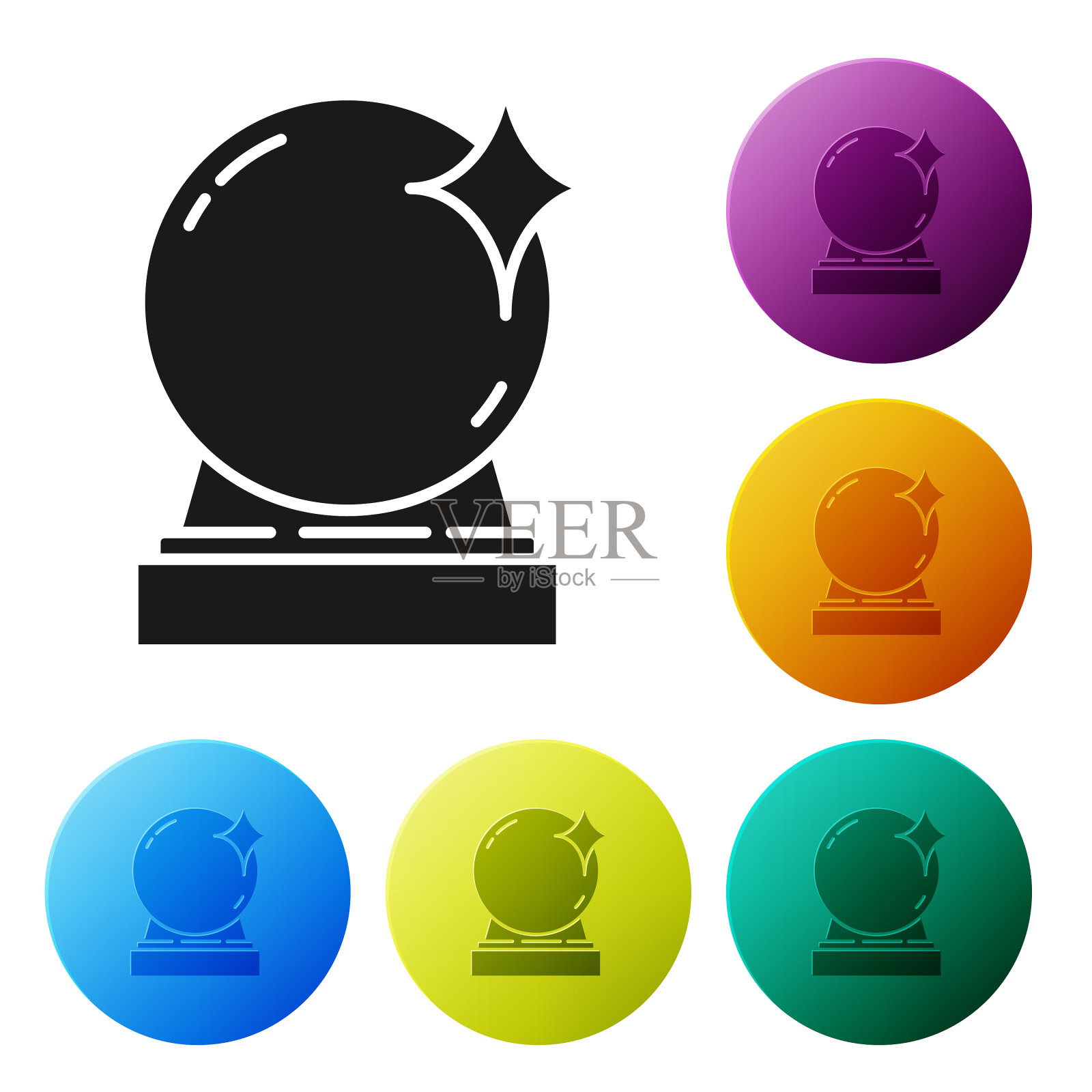 黑色魔术球图标孤立在白色背景图标素材