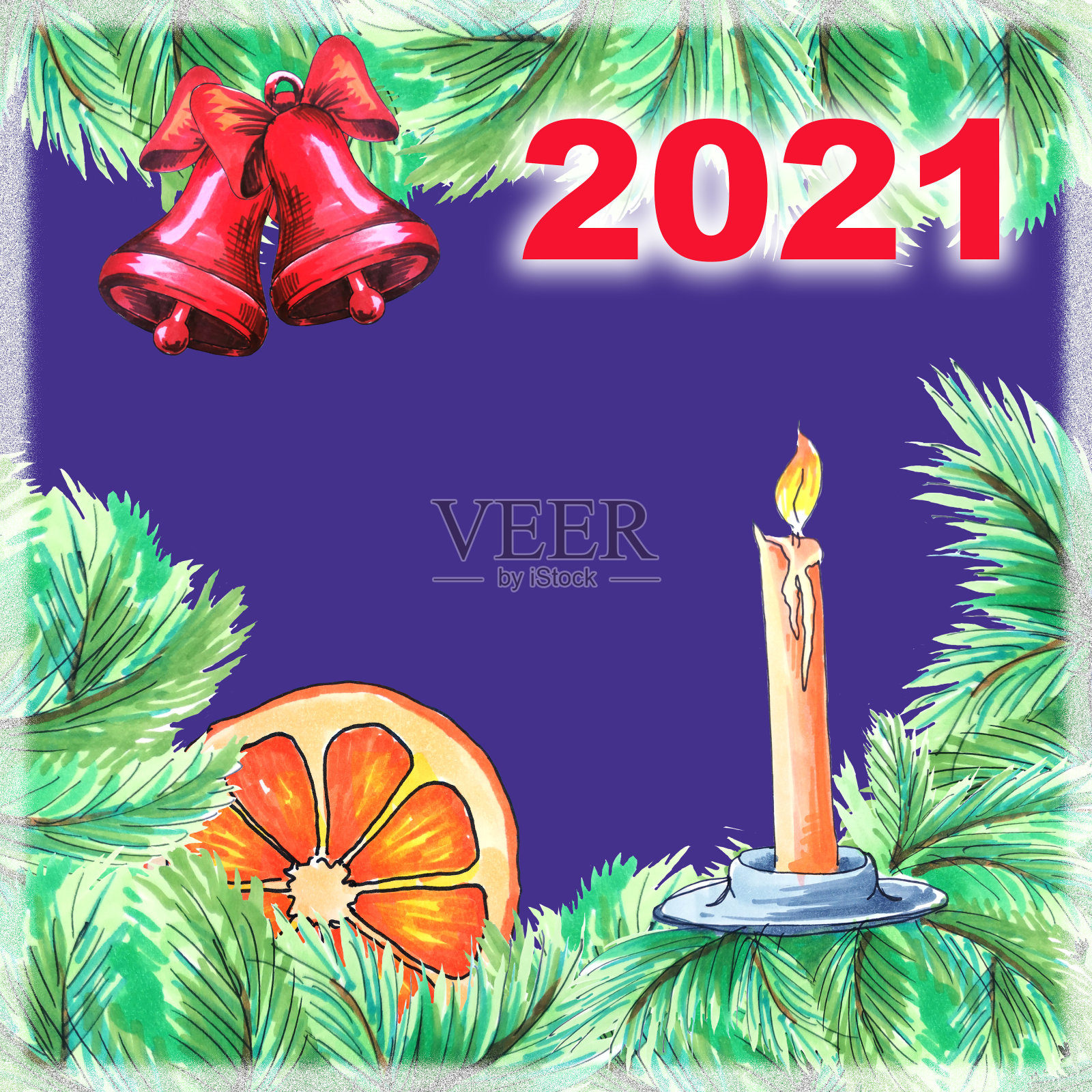 2021年的新年卡片设计。在2021年的新年给你的文本复制空间插画图片素材